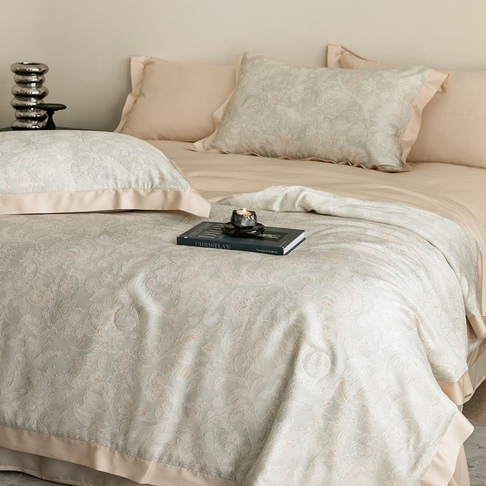 91家纺网 家纺一手货源 找家纺 立奥被业 2025年新款100%莱赛尔夏被莱赛尔夏被四件套天丝夏凉被 乐游曲-金