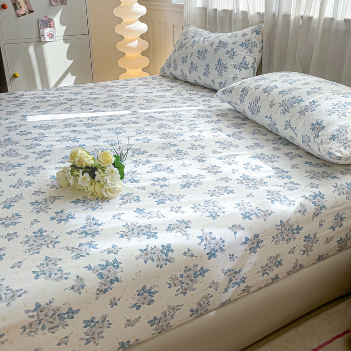 91家纺网 家纺一手货源 找家纺 仟人梦2025新款水洗棉印花床笠 嫣语花开