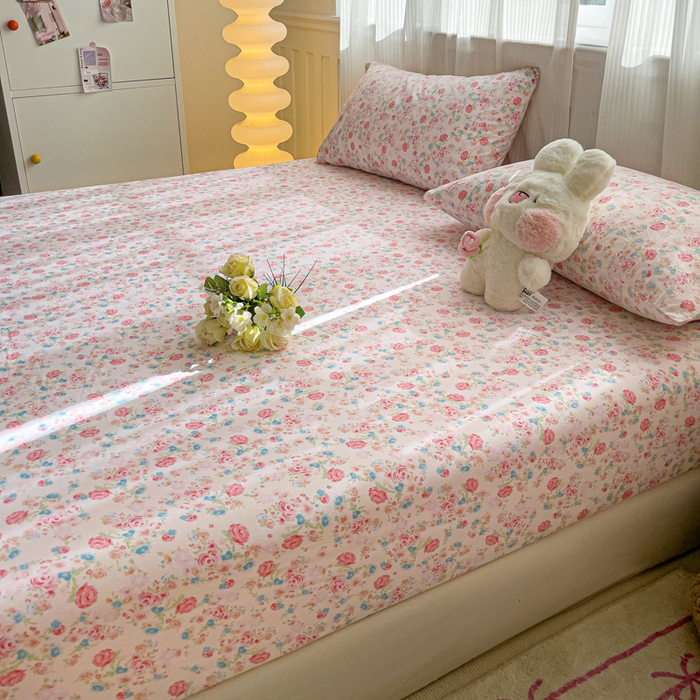 91家纺网 家纺一手货源 找家纺 仟人梦2025新款水洗棉印花床笠 蔷薇岛屿