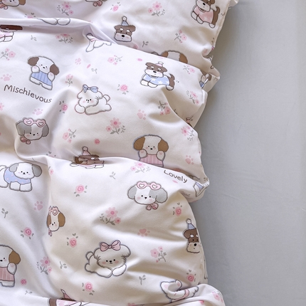 91家纺网 家纺一手货源 找家纺 N先生+V 13814689556 发大图/买家秀 2025新款ins博主风超柔印花卡通水洗棉系列 开心狗狗