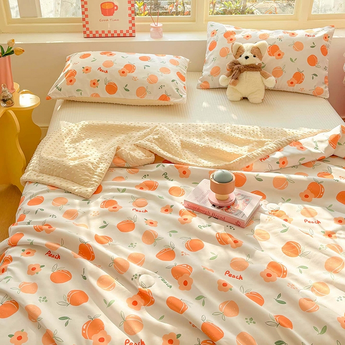 91家纺网 家纺一手货源 找家纺 恒畅 2025新款A类水洗棉印花豆豆被抗菌夏被夏凉被空调被 花橙之美