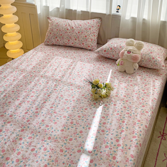 91家纺网 家纺一手货源 找家纺 仟人梦2025新款水洗棉印花床笠 蔷薇岛屿