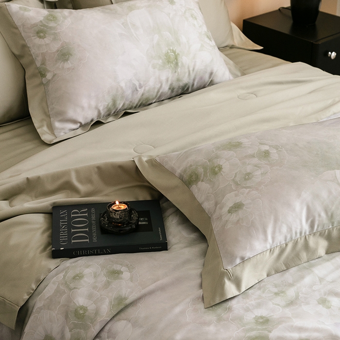 91家纺网 家纺一手货源 找家纺 立奥被业 2025年新款100%莱赛尔夏被莱赛尔夏被四件套天丝夏凉被 天仙子-绿