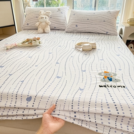 博雅 2025新款全棉老粗布烫画床笠系列 心动-调皮象