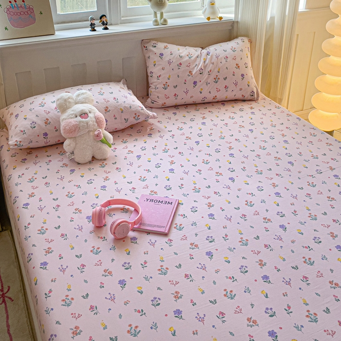 91家纺网 家纺一手货源 找家纺 仟人梦2025新款水洗棉印花床笠 香奈花语