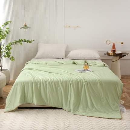 薇玛仕 2025新款A类牛奶丝针织棉印花大豆夏凉被空调被儿童被 青草绿