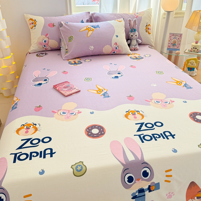 91家纺网 家纺一手货源 找家纺 沐辰 2025沐辰家居-新款正版迪士尼床单床笠 床单--朱迪警官--紫