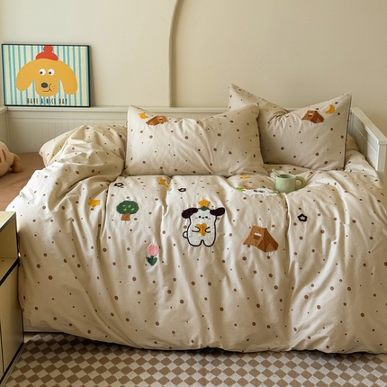 91家纺网 家纺一手货源 找家纺 （总）TT.one 塔塔家居 2025新款全棉卡通毛巾绣四件套