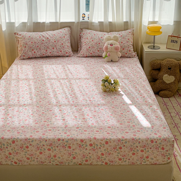 91家纺网 家纺一手货源 找家纺 仟人梦2025新款水洗棉印花床笠 蔷薇岛屿