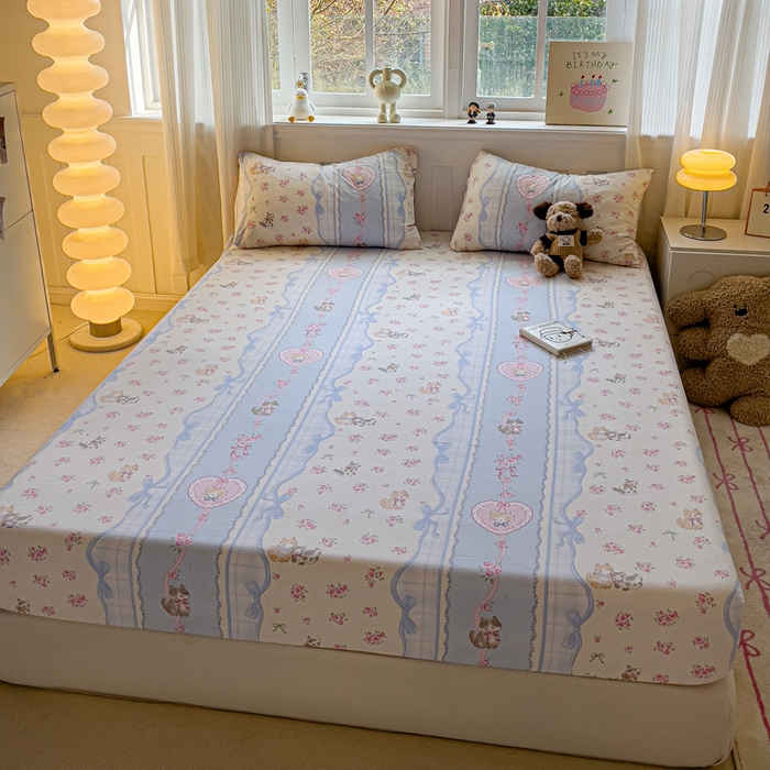 91家纺网 家纺一手货源 找家纺 仟人梦2025新款水洗棉印花床笠 田园喵