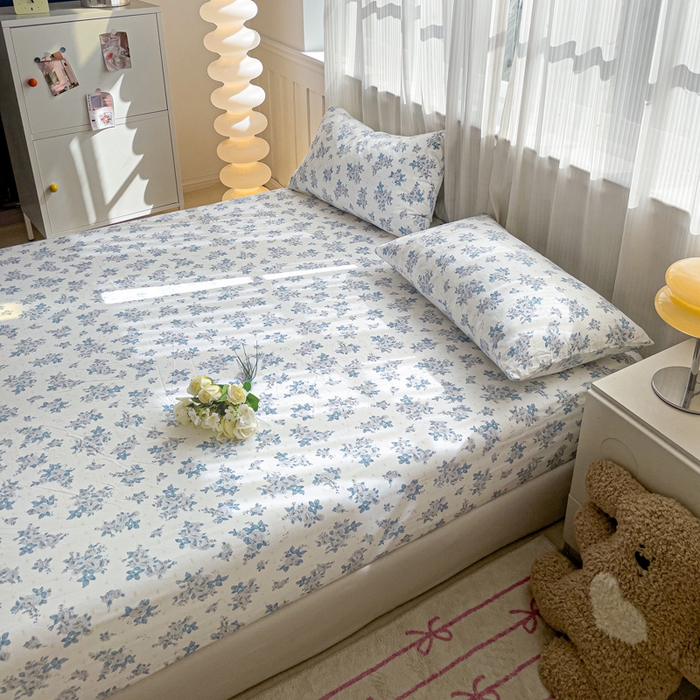 91家纺网 家纺一手货源 找家纺 仟人梦2025新款水洗棉印花床笠 嫣语花开