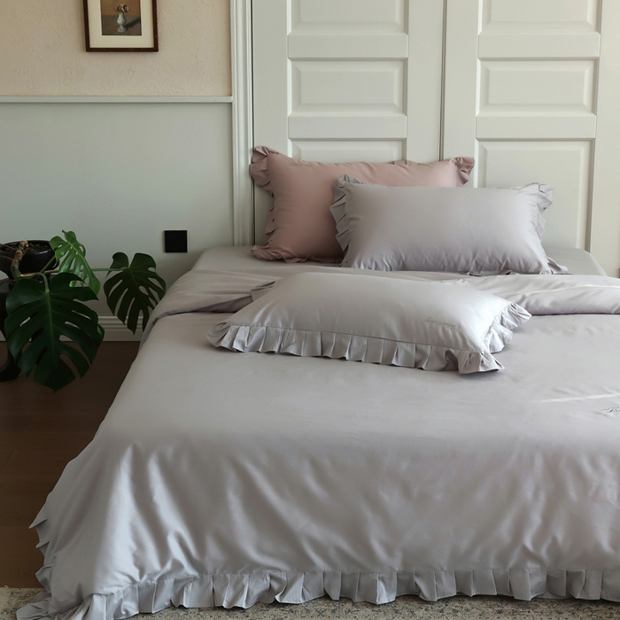 91家纺网 家纺一手货源 找家纺 轩和2025新款lf级80支超柔加密天丝棉四件套拍摄一控价不低于468 488 巴黎晨雾