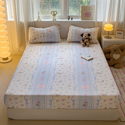 仟人梦2025新款水洗棉印花床笠 田园喵