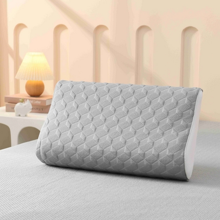 小猫派 2025新款夏季儿童乳胶枕套凉感豆豆乳胶枕套 菱形灰