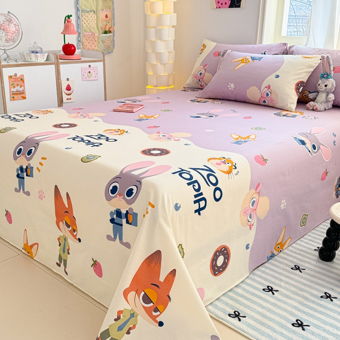 91家纺网 家纺一手货源 找家纺 沐辰 2025沐辰家居-新款正版迪士尼床单床笠 床单--朱迪警官--紫