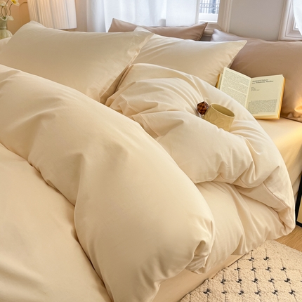 耀悦家纺 2025新款A类纯棉60支拼色四件套 暖阳黄