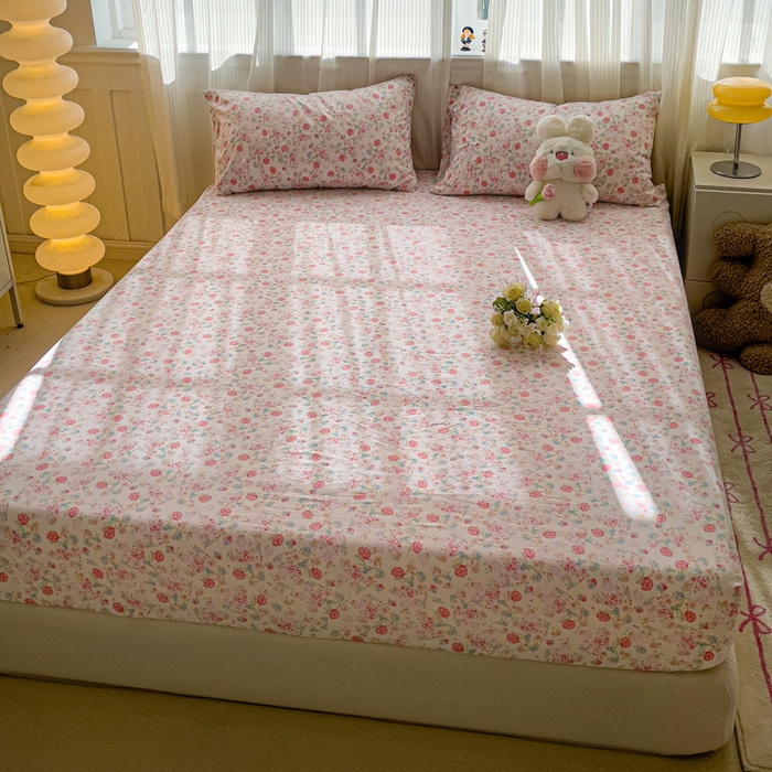 91家纺网 家纺一手货源 找家纺 仟人梦2025新款水洗棉印花床笠 蔷薇岛屿