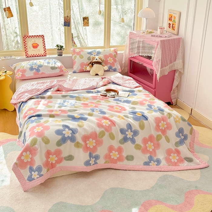 91家纺网 家纺一手货源 找家纺 恒畅 2025新款A类水洗棉印花豆豆被抗菌夏被夏凉被空调被 轻纱漫舞