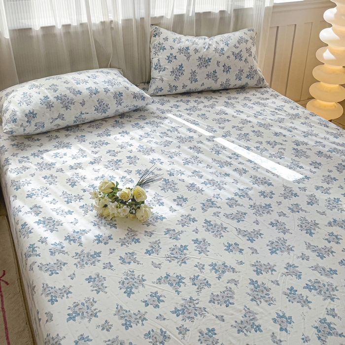 91家纺网 家纺一手货源 找家纺 仟人梦2025新款水洗棉印花床笠 嫣语花开