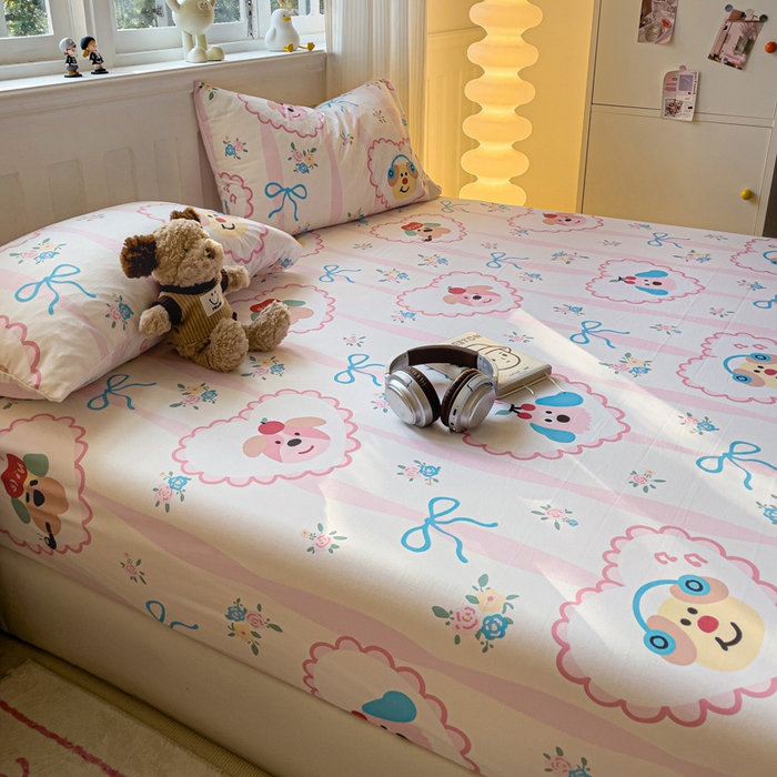 91家纺网 家纺一手货源 找家纺 仟人梦2025新款水洗棉印花床笠 绮丽花城