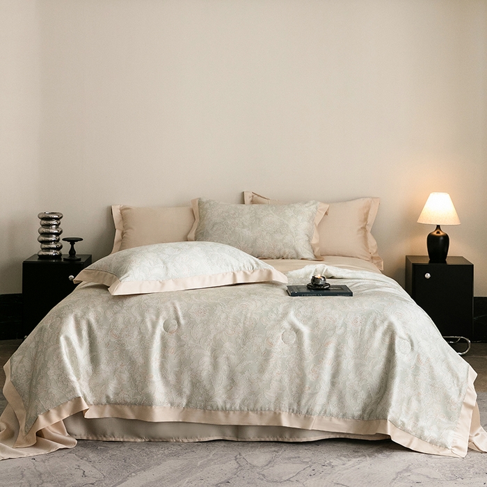 91家纺网 家纺一手货源 找家纺 立奥被业 2025年新款100%莱赛尔夏被莱赛尔夏被四件套天丝夏凉被 乐游曲-金