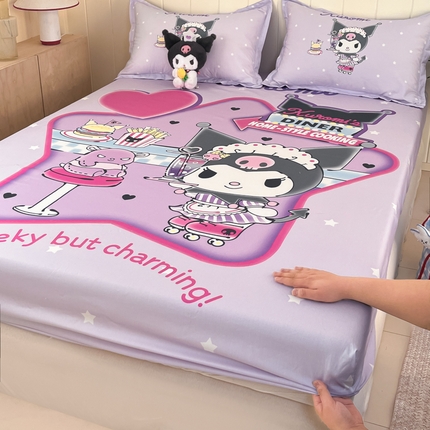 91家纺网 家纺一手货源 找家纺 博雅 2025新款三丽鸥全棉大版床笠-第二批 库洛米宝贝