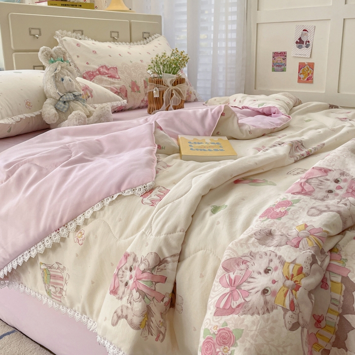 91家纺网 家纺一手货源 找家纺 （总）老帅的工厂店 2025新款A类印花洛丽塔夏被（提供买家秀）