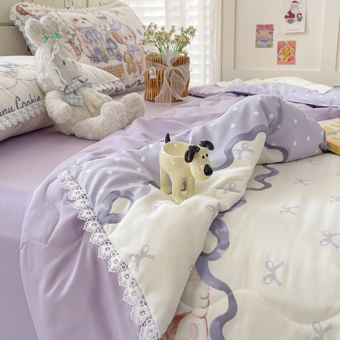 91家纺网 家纺一手货源 找家纺 老帅的工厂店 2025新款A类印花洛丽塔夏被（提供买家秀） 小狗茶话会