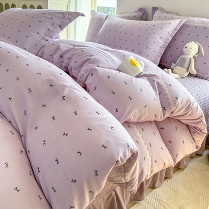 91家纺网 家纺一手货源 找家纺 （总）富之航家纺 2025直播爆款公主风针织棉床盖四件套