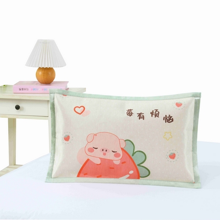 91家纺网 家纺一手货源 找家纺 （总）小猫派 2025新款夏季儿童冰丝枕套学生乳胶卡通枕头巾幼儿园宝宝凉爽枕芯套
