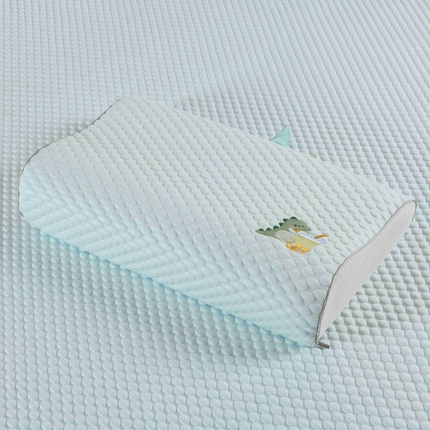 小猫派 2025新款夏季冰丝凉感豆豆乳胶枕套清凉儿童记忆枕芯套 单枕套–造型奶茶恐龙
