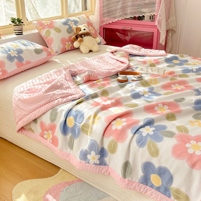 91家纺网 家纺一手货源 找家纺 恒畅 2025新款A类水洗棉印花豆豆被抗菌夏被夏凉被空调被 轻纱漫舞