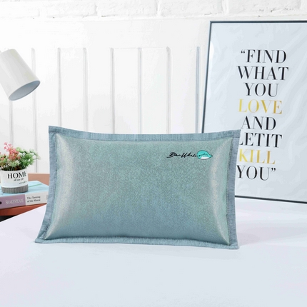 91家纺网 家纺一手货源 找家纺 小猫派 2025新款夏季儿童冰丝枕套学生乳胶卡通枕头巾幼儿园宝宝凉爽枕芯套 蓝色绣花鲸鱼