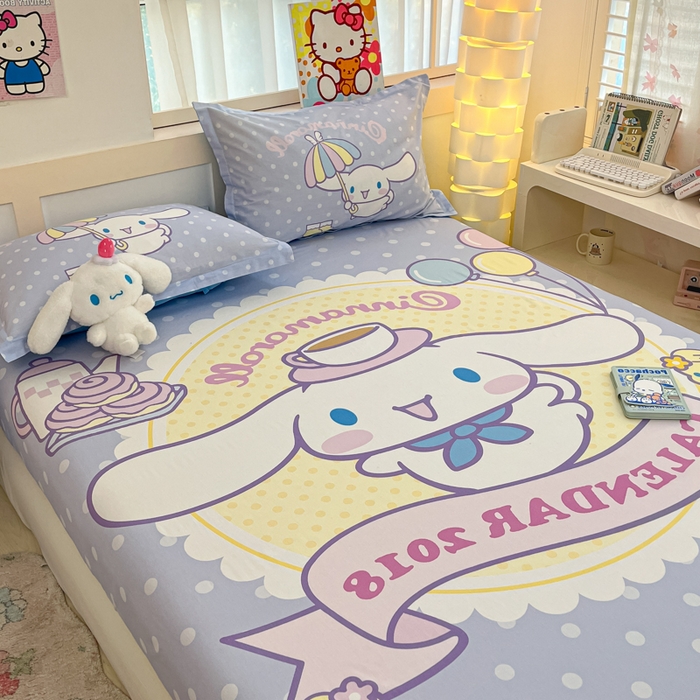 91家纺网 家纺一手货源 找家纺 博雅 2025新款三丽鸥全棉大版床笠-第二批 欢乐大耳狗