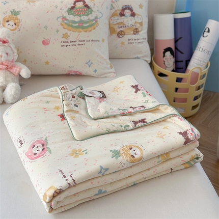 暖生活2025新款牛奶针织小清新卡通大豆夏被 被子被芯 蛋糕铺