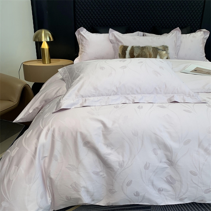 91家纺网 家纺一手货源 找家纺 莱豫 2025新款100支新疆阿克苏长绒棉提花四件套 郁金香紫