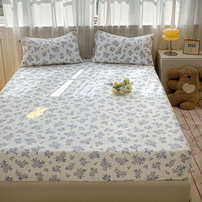 91家纺网 家纺一手货源 找家纺 仟人梦2025新款水洗棉印花床笠 嫣语花开