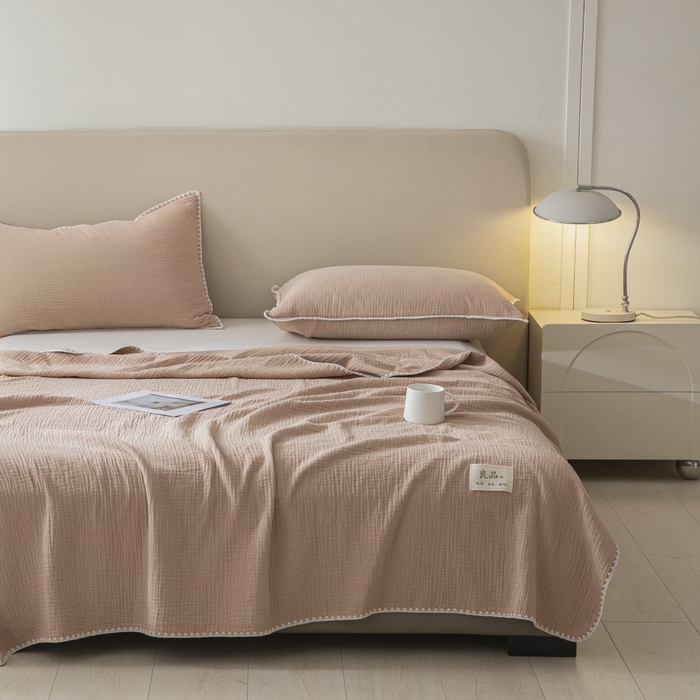 91家纺网 家纺一手货源 找家纺 （总）博雅 2025新款全棉五层纱多功能盖毯