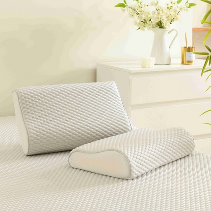 91家纺网 家纺一手货源 找家纺 小猫派 2025新款夏季冰丝凉感豆豆乳胶枕套清凉儿童记忆枕芯套 单枕套–纯灰