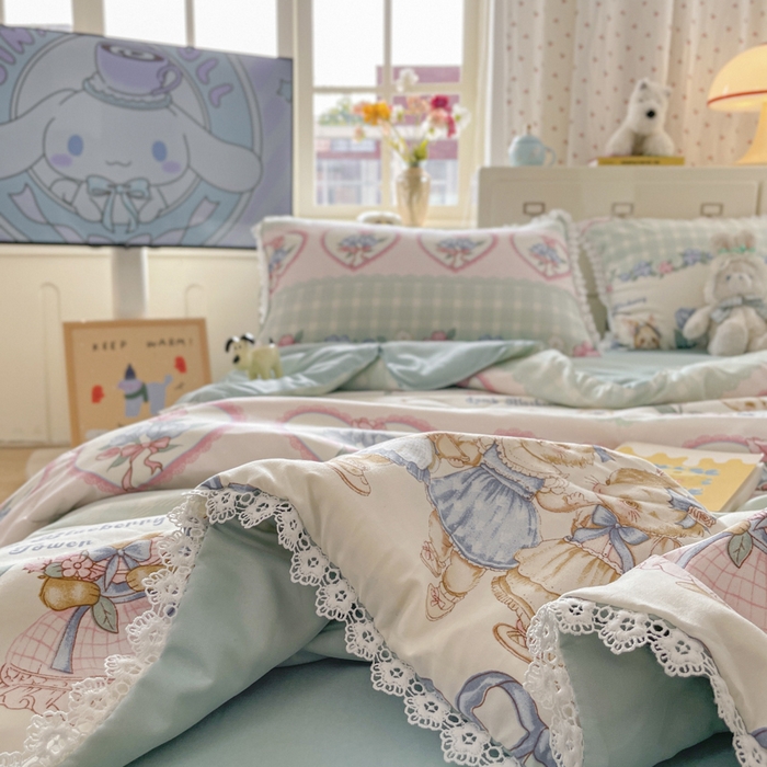 91家纺网 家纺一手货源 找家纺 老帅的工厂店 2025新款A类印花洛丽塔夏被（提供买家秀） 甜心可可兔