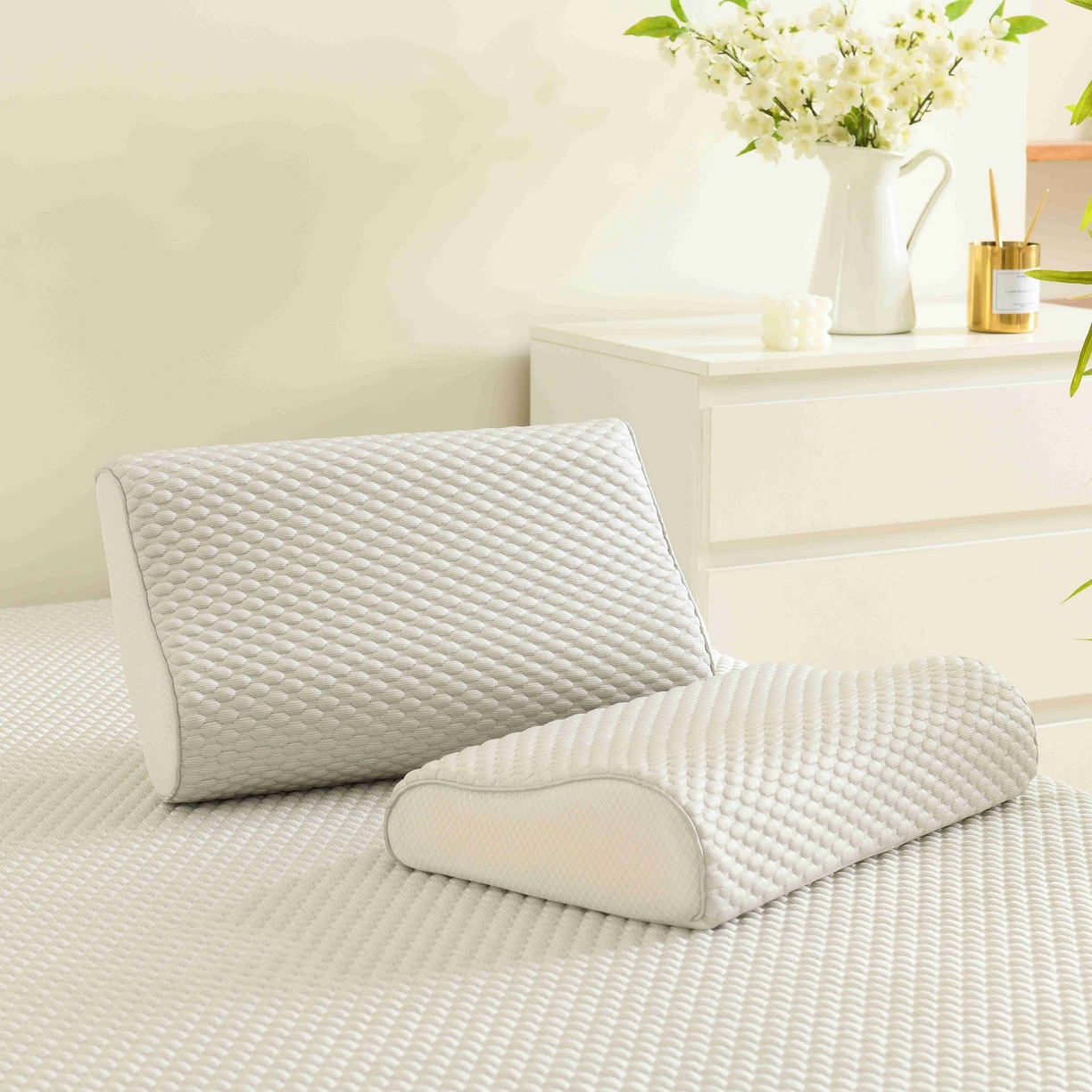 91家纺网 家纺一手货源 找家纺 小猫派 2025新款夏季冰丝凉感豆豆乳胶枕套清凉儿童记忆枕芯套 单枕套–纯灰