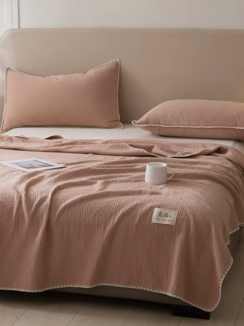 91家纺网 家纺一手货源 找家纺 （总）博雅 2025新款全棉五层纱多功能盖毯