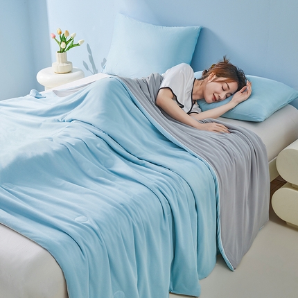 91家纺网 家纺一手货源 找家纺 （总）梦恬佳 2025新款高克重A类双拼凉感丝针织棉夏凉被