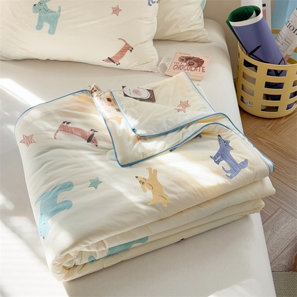 暖生活2025新款牛奶针织小清新卡通大豆夏被 被子被芯 星星狗