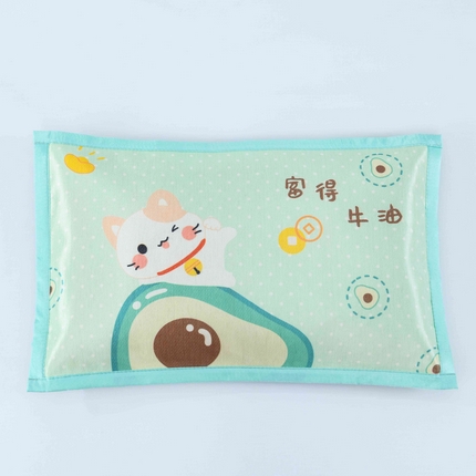 小猫派 2025新款夏季儿童冰丝枕套学生乳胶卡通枕头巾幼儿园宝宝凉爽枕芯套 富得牛油