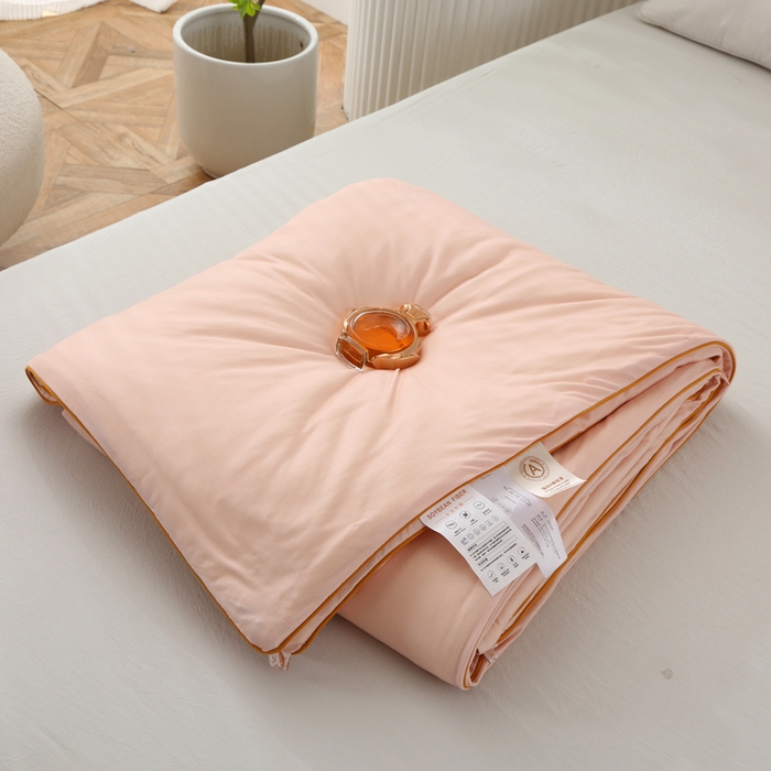 91家纺网 家纺一手货源 找家纺 薇玛仕 2025新款A类牛奶丝针织棉印花大豆夏凉被空调被儿童被 温馨粉