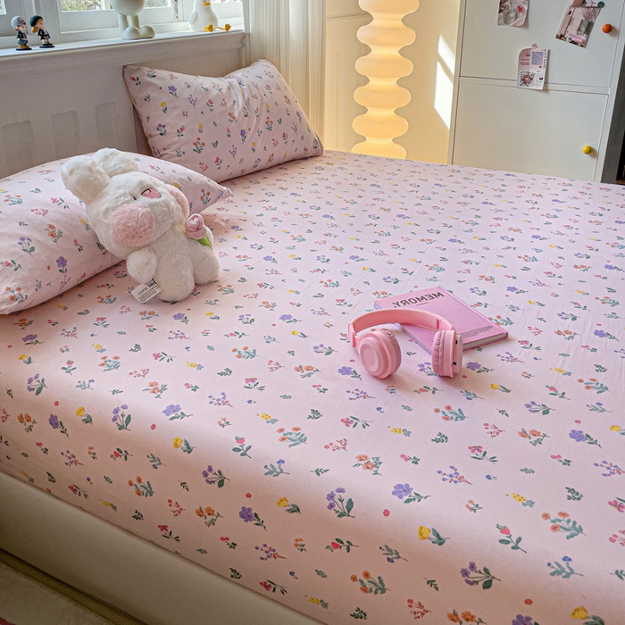 91家纺网 家纺一手货源 找家纺 仟人梦2025新款水洗棉印花床笠 香奈花语