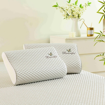 小猫派 2025新款夏季冰丝凉感豆豆乳胶枕套清凉儿童记忆枕芯套 单枕套–灰色蝴蝶