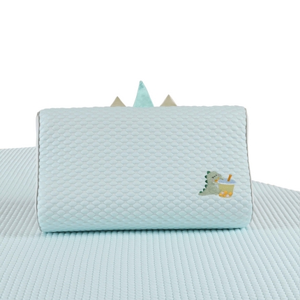 91家纺网 家纺一手货源 找家纺 小猫派 2025新款夏季冰丝凉感豆豆乳胶枕套清凉儿童记忆枕芯套 单枕套–造型奶茶恐龙