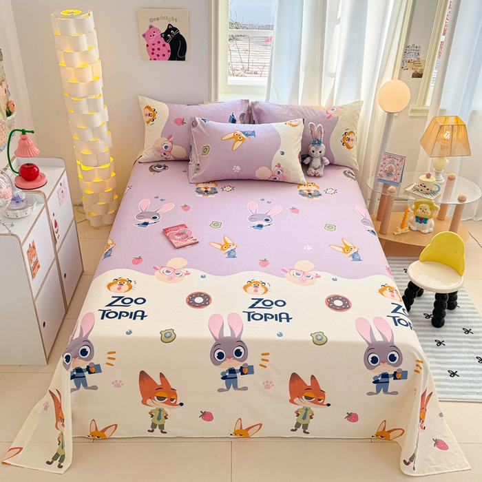 91家纺网 家纺一手货源 找家纺 沐辰 2025沐辰家居-新款正版迪士尼床单床笠 床单--朱迪警官--紫